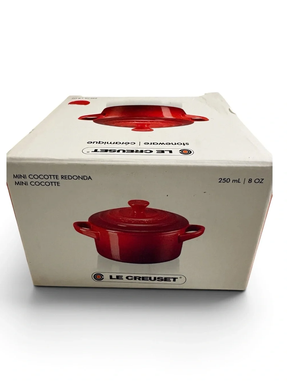 NWT Le Creuset Red Stoneware Mini Cocotte with Handles